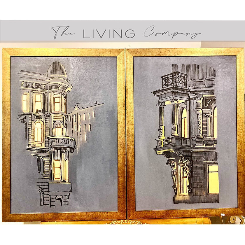 Eternal Grandeur – Colossal Architectural Painting (Set of 2)