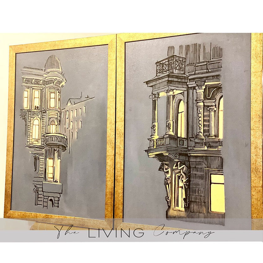 Eternal Grandeur – Colossal Architectural Painting (Set of 2)