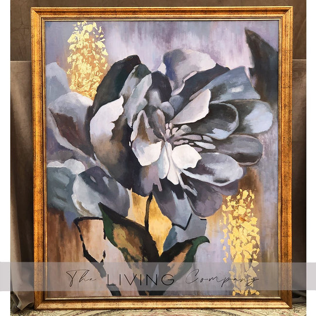 Grey Floral Painting with Gold Foiling
