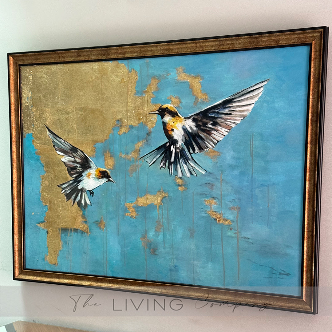 Golden Sky Duet – Hummingbird Painting