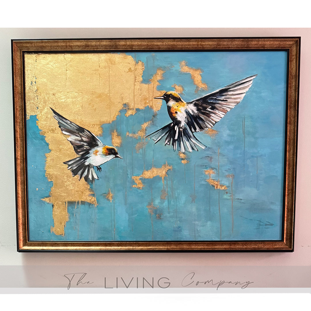 Golden Sky Duet – Hummingbird Painting