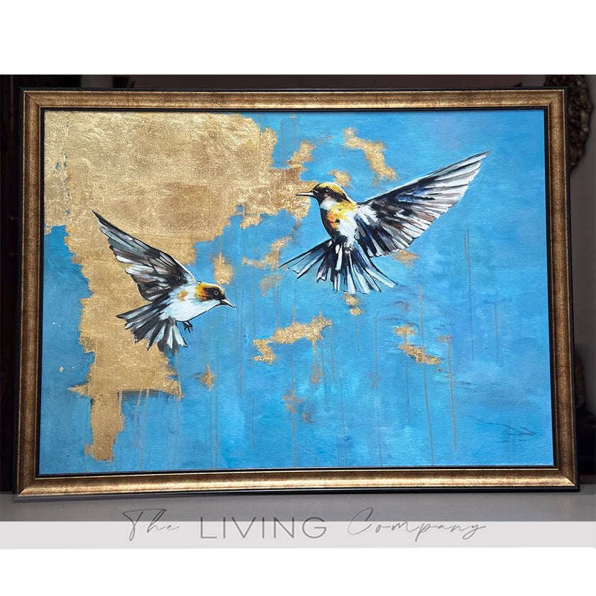 Golden Sky Duet – Hummingbird Painting