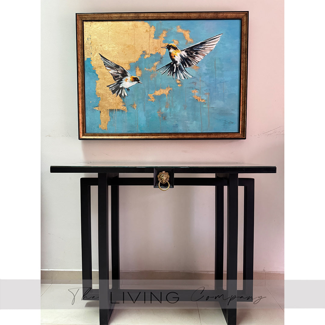 Golden Sky Duet – Hummingbird Painting