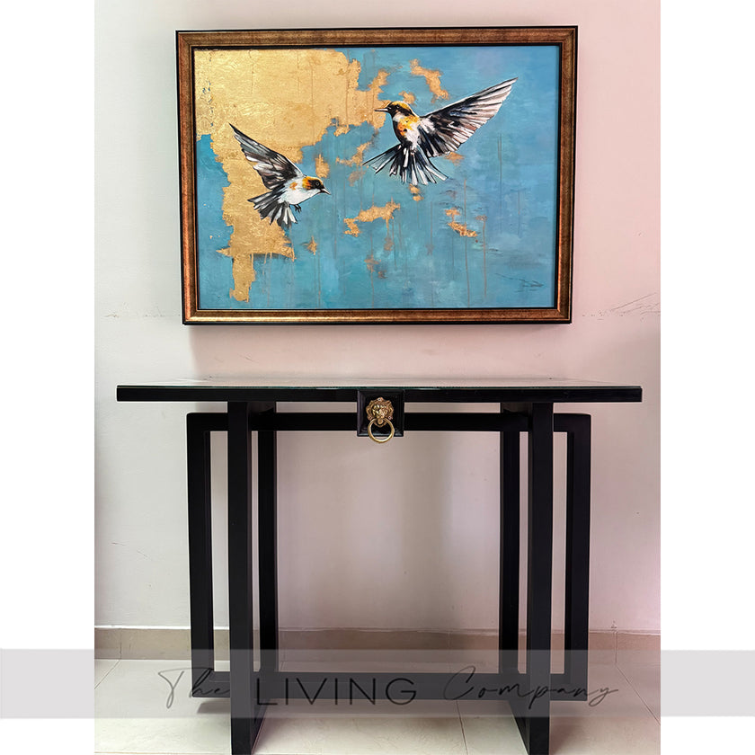 Golden Sky Duet – Hummingbird Painting