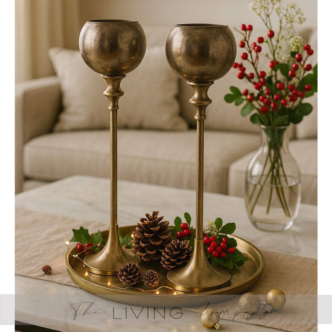 Luna Gleam Pair of Glass Candle Holders