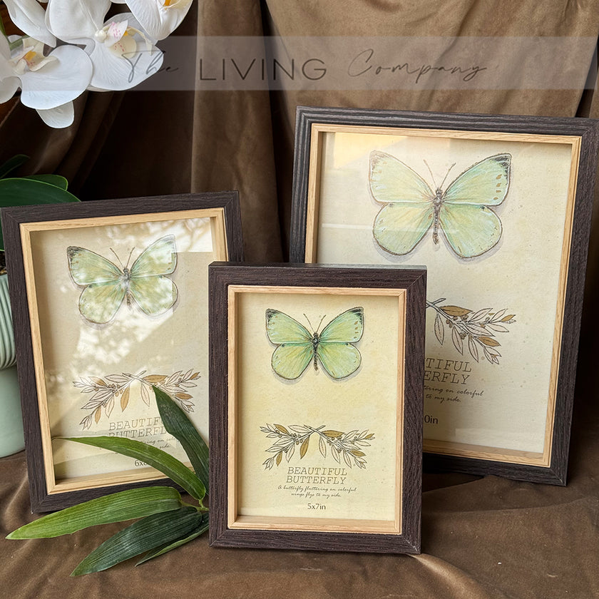 Verdant Edge Frames (Dark Brown Minimalist Border with Butterfly Insert)