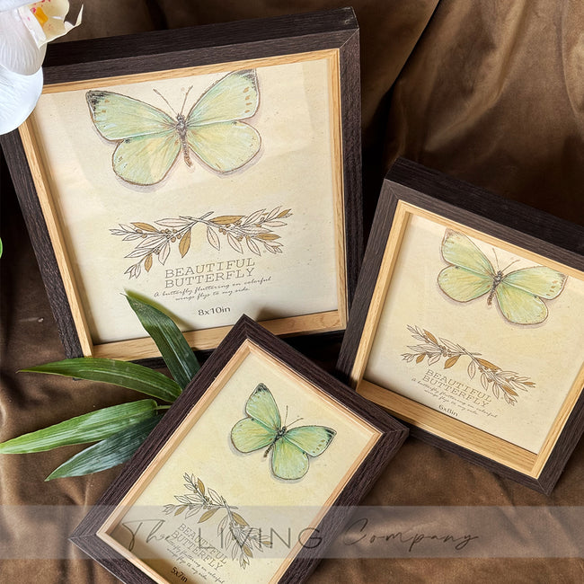 Verdant Edge Frames (Dark Brown Minimalist Border with Butterfly Insert)