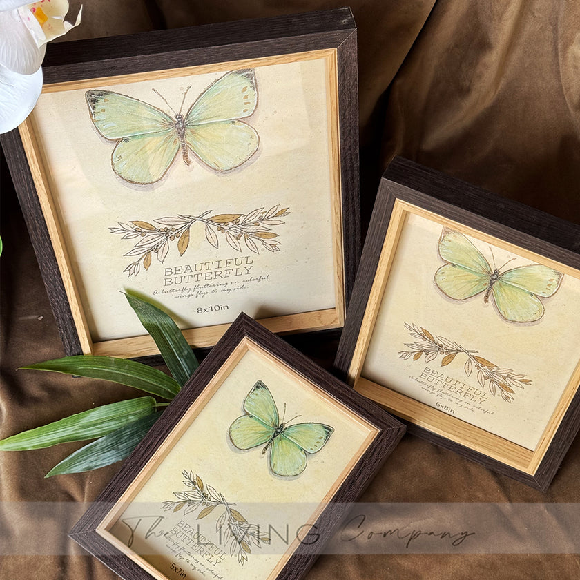 Verdant Edge Frames (Dark Brown Minimalist Border with Butterfly Insert)