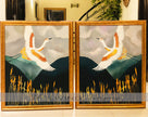 Indigo Horizons – Sandhill Crane Duo Paintings (Set of 2)