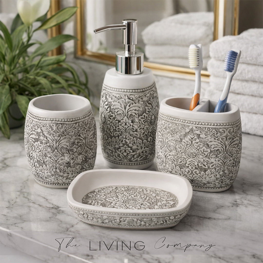 4-Piece Carved Flair Vintage Resin Bathroom Set