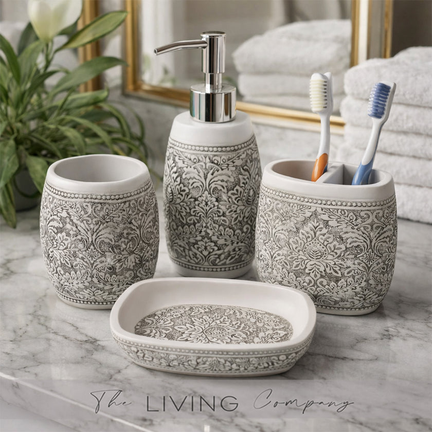 4-Piece Carved Flair Vintage Resin Bathroom Set