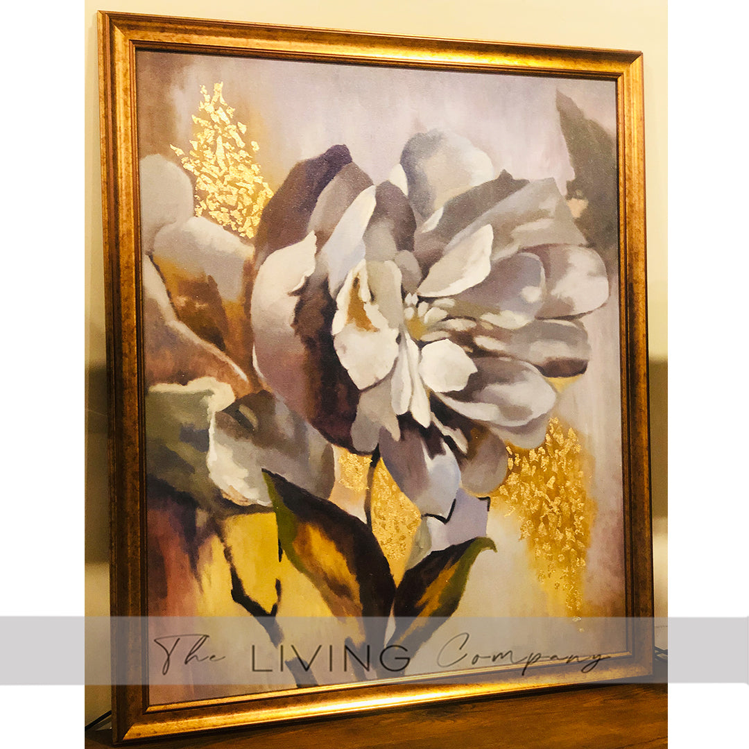 Grey Floral Painting with Gold Foiling
