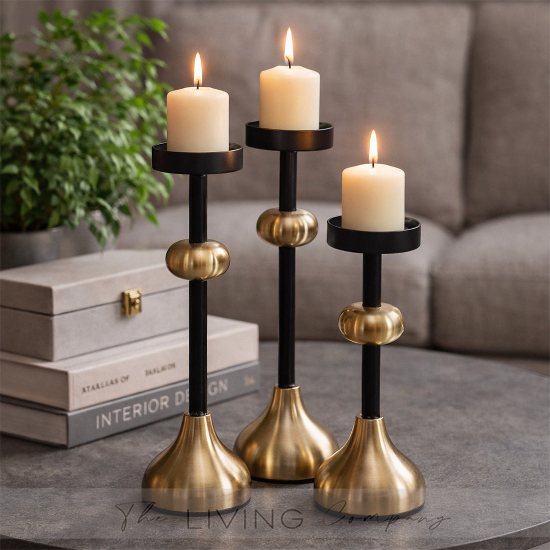 Noir Halo Candle Stands - Set of 3