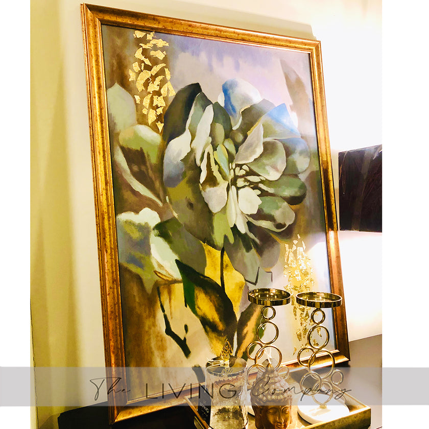 Grey Floral Painting with Gold Foiling
