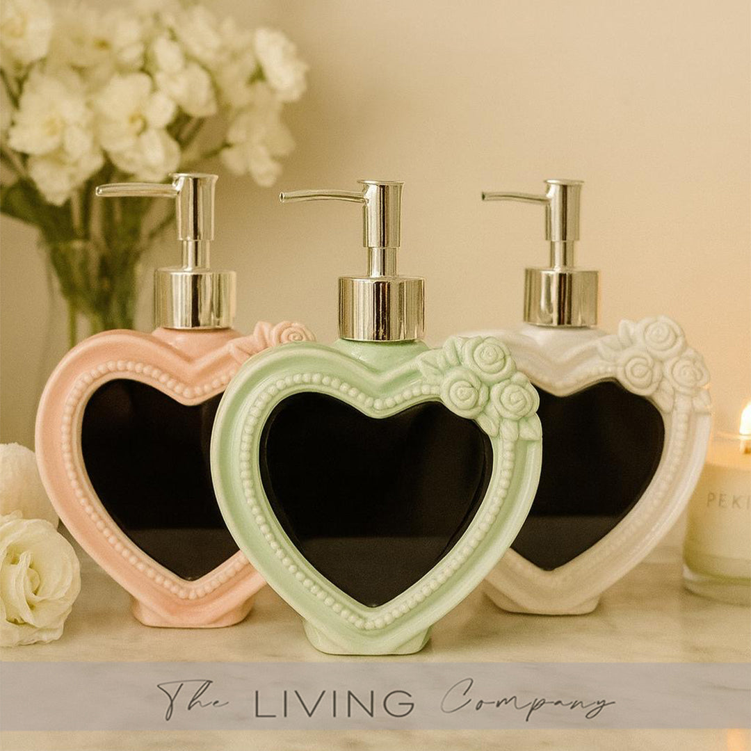 Heart-Shaped Ceramic Soap Dispenser with Mirror