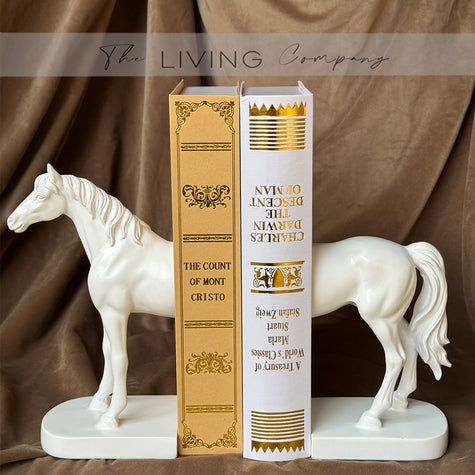 Stallion Horse Bookends - White