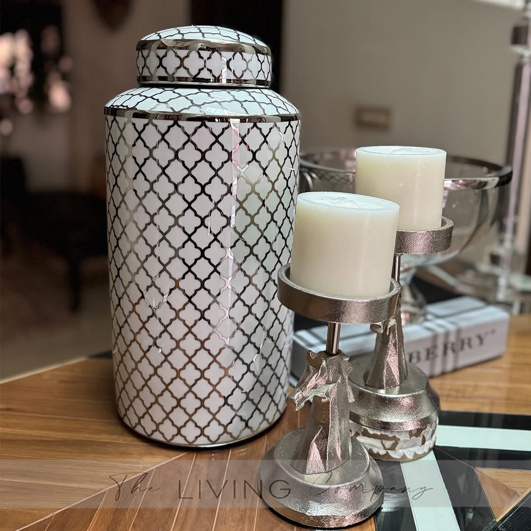 Silver & White Marrakesh Temple Jar