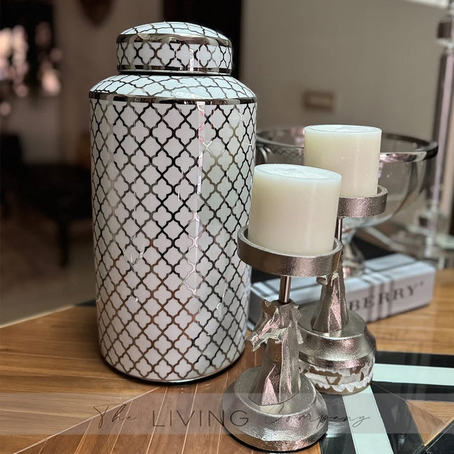 Silver & White Marrakesh Temple Jar
