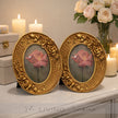 Oval Roses Photo Frames - Gold & White