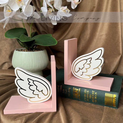 Pink Angel Wings Bookends