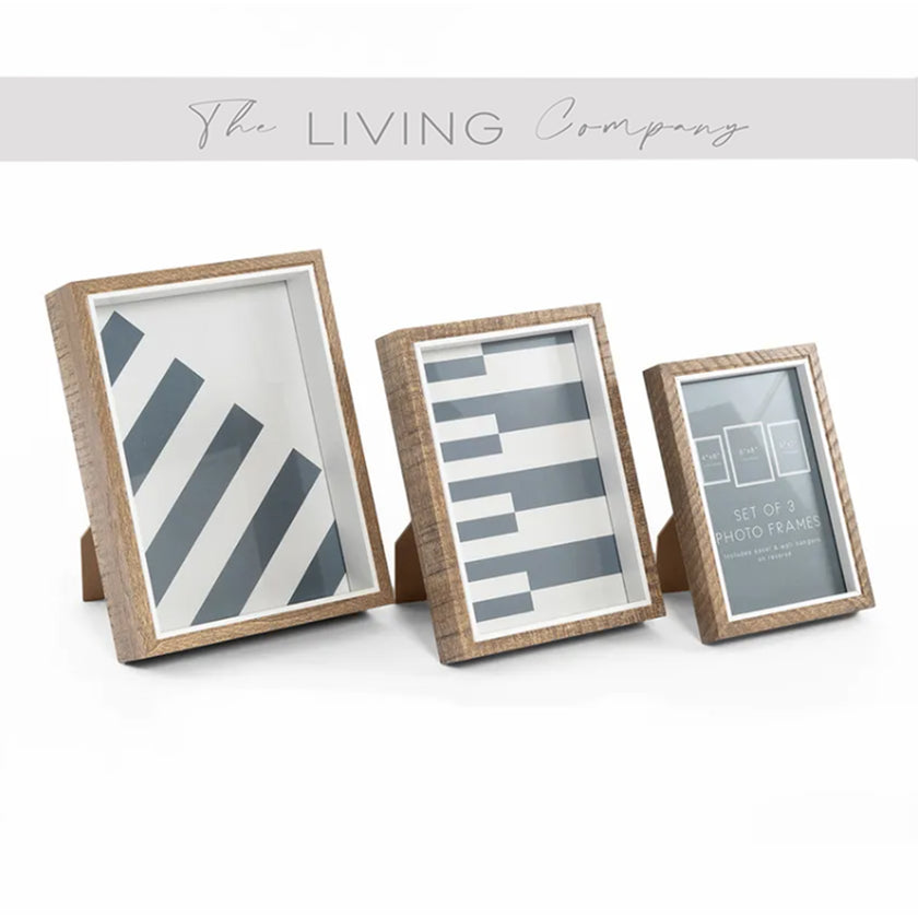 Set of 3 Stacked Photo Frames - Dark Brown