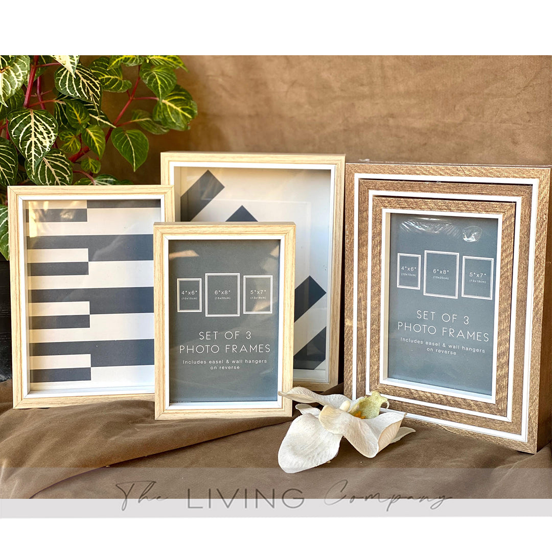 Set of 3 Stacked Photo Frames - Light Sand Color