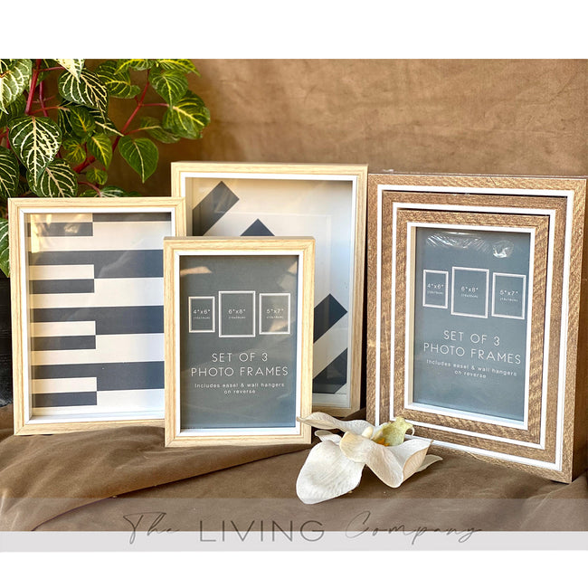 Set of 3 Stacked Photo Frames - Light Sand Color
