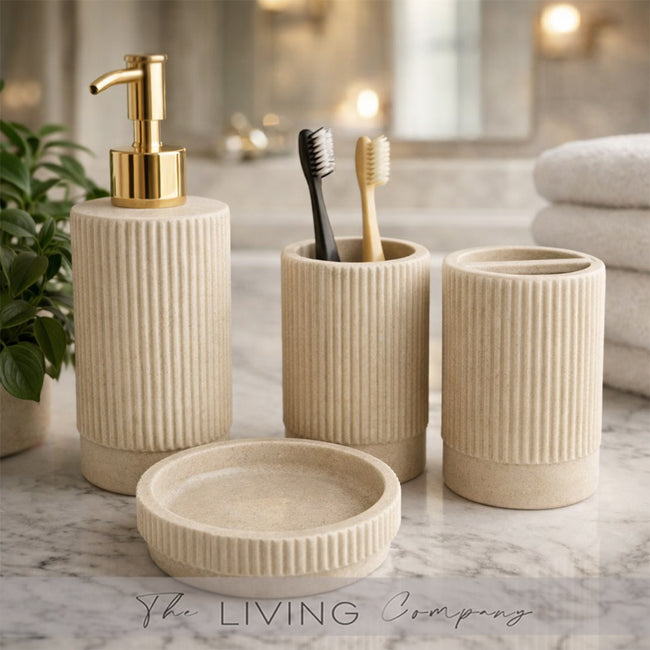 Sandstone Ripple – 4-Piece Resin Bathroom Set