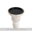 White Washed Ribbed Candle Holder