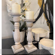 White Washed Ribbed Candle Holder