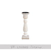 White Washed Ribbed Candle Holder